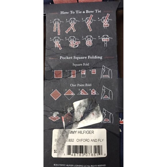 Tommy Hilfiger Oxford & Fly Bow Tie / Pocket Square Set New Silk Macy’s $50+! - Picture 7 of 7